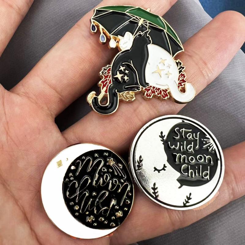 Magic Cat Moon Child Enamel Pin Men's Gift