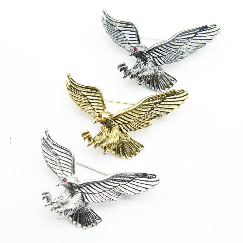 Men's Flying Eagle Brooches 3 Colors Animal Pins