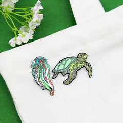 Sea Animals Jellyfish And Turtles Alloy Brooch