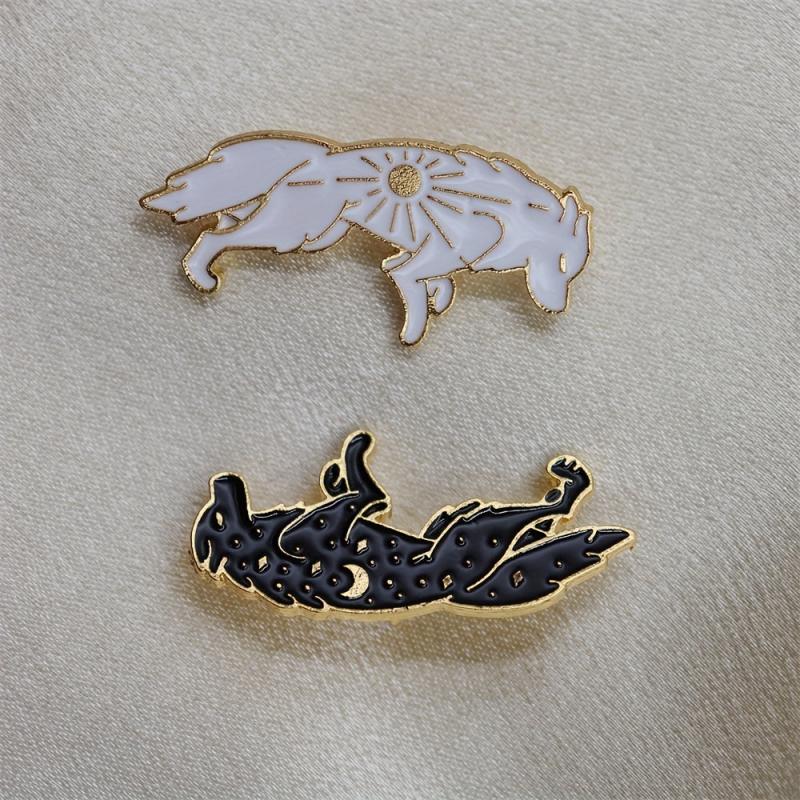Double Wolf Brooch For Men Cartoon Animal Series Brooch