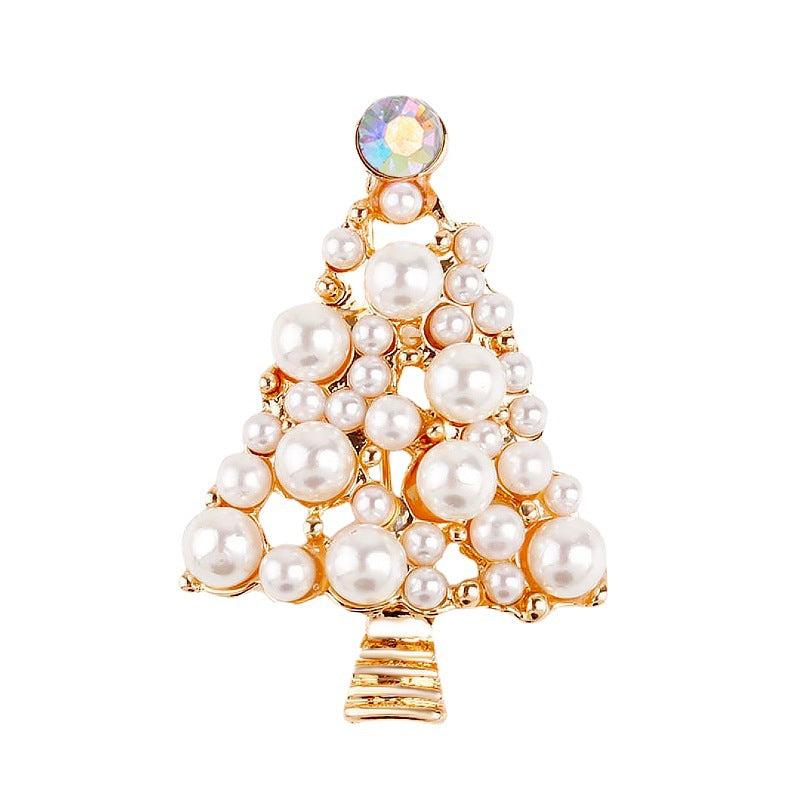 Christmas Pearl Tree Brooch