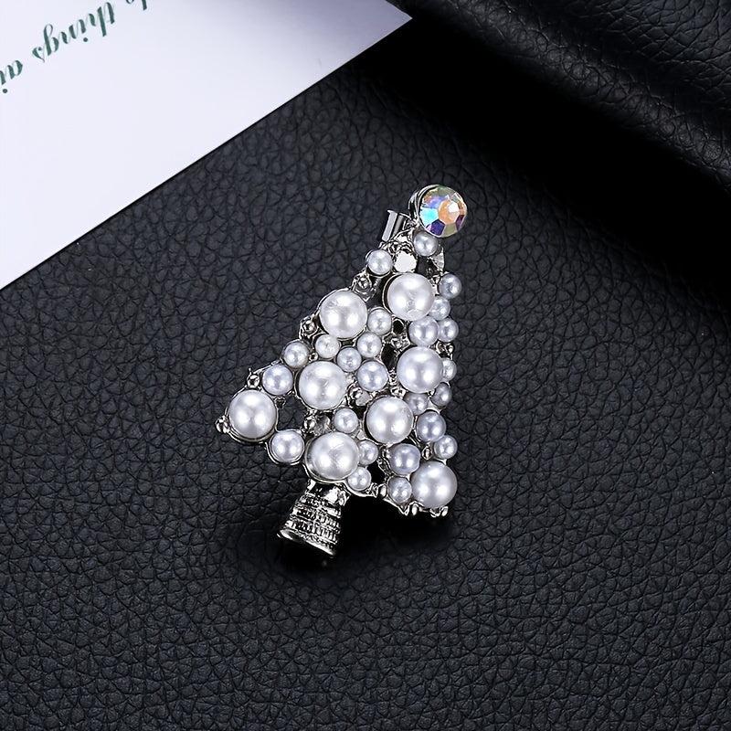 Christmas Pearl Tree Brooch