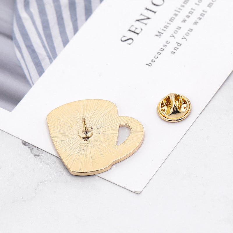 Coffee Cup Engraved Brooch, Strong Like My Coffee