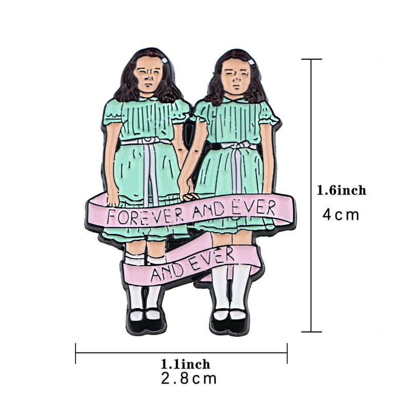 Enamel Pin Badges Brooches For Men Twin Girls Pins For Backpacks