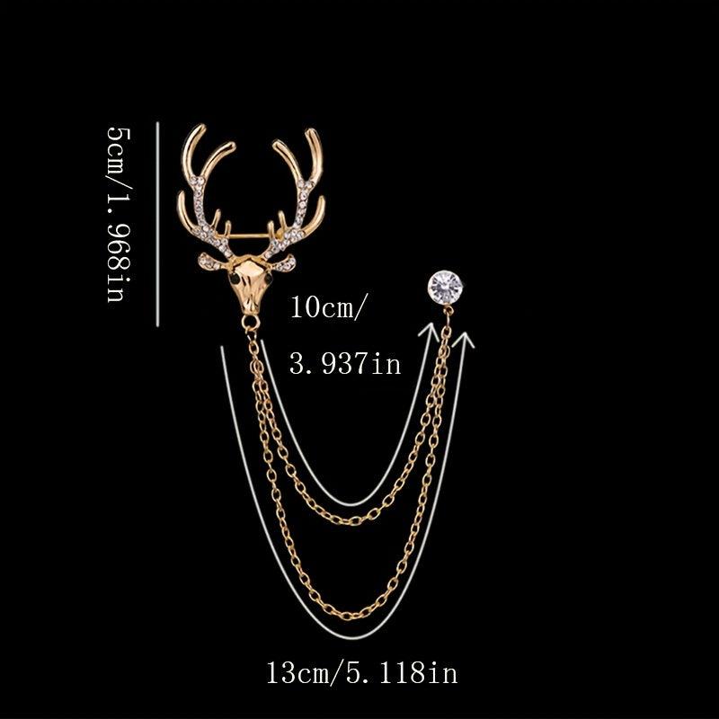 Men's Elk Brooch Tassel Chain for Shirt Suit