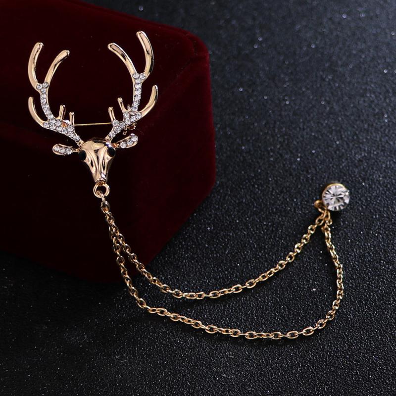 Men's Elk Brooch Tassel Chain for Shirt Suit