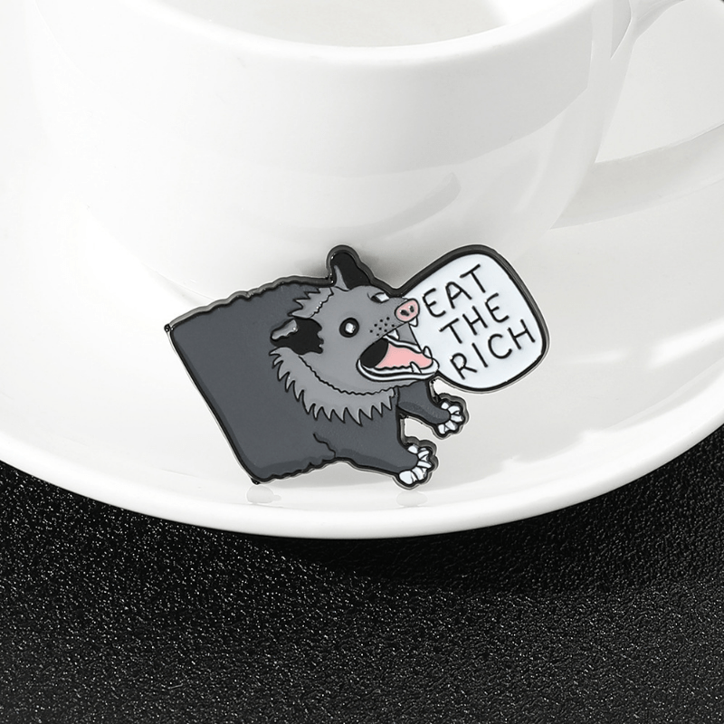 Grey Opossum Brooch Pin