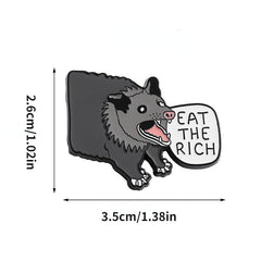 Grey Opossum Brooch Pin