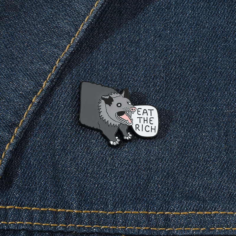 Grey Opossum Brooch Pin
