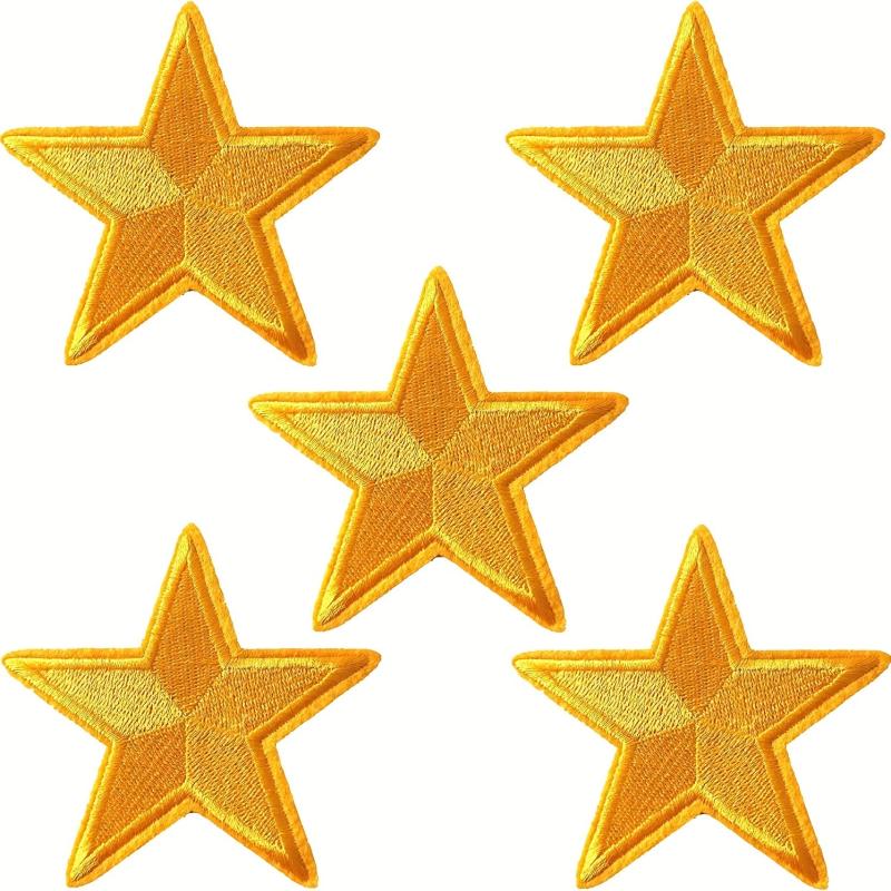 5pcs Stars Iron On Patches Sew On Embroidered Applique Repair Patch DIY Crafts