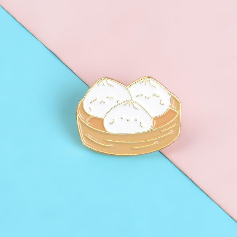 Men's Bun Brooch Traditional Food Pin