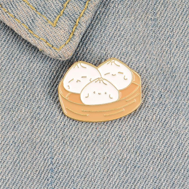 Men's Bun Brooch Traditional Food Pin