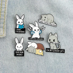6pcs Animals Alloy Brooch Cartoon Rabbit Hamster Letter Anti-slip Button