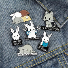 6pcs Animals Alloy Brooch Cartoon Rabbit Hamster Letter Anti-slip Button