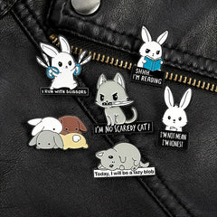 6pcs Animals Alloy Brooch Cartoon Rabbit Hamster Letter Anti-slip Button