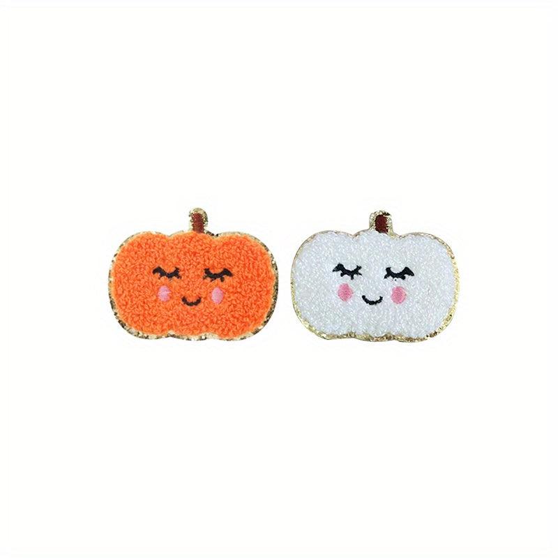 Embroidered Iron On Patches - Bow Pumpkin Gh