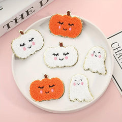 Embroidered Iron On Patches - Bow Pumpkin Gh