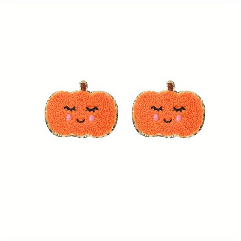 Embroidered Iron On Patches - Bow Pumpkin Gh