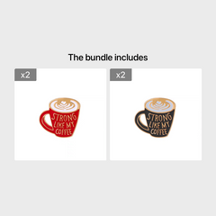 Cartoon Coffee Charm Brooch Vintage Printed Clothes Accessory Pin