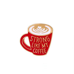 Cartoon Coffee Charm Brooch Vintage Printed Clothes Accessory Pin