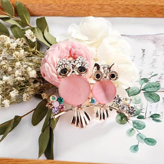 Rhinestone Owl Couple Brooch Crystal Beauty Pin Men
