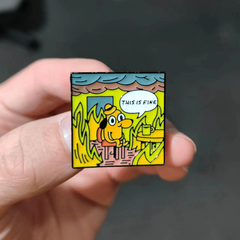 This Is Fine Cartoon Brooch