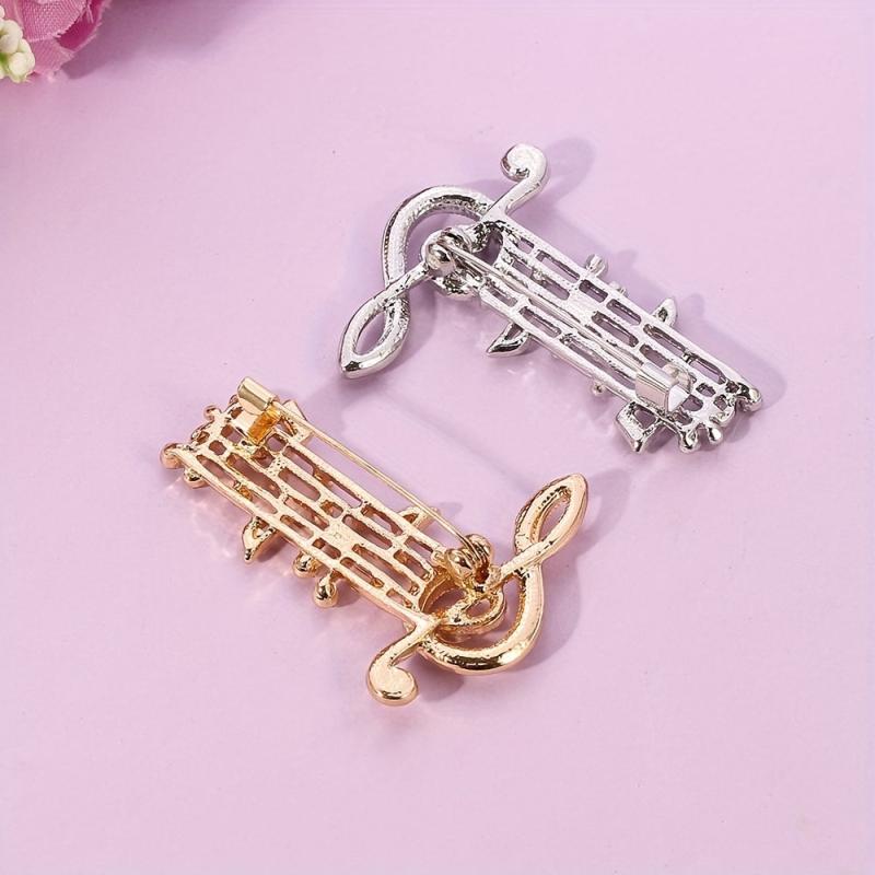 Rhinestone Notes Brooch Sweater Pin for Men