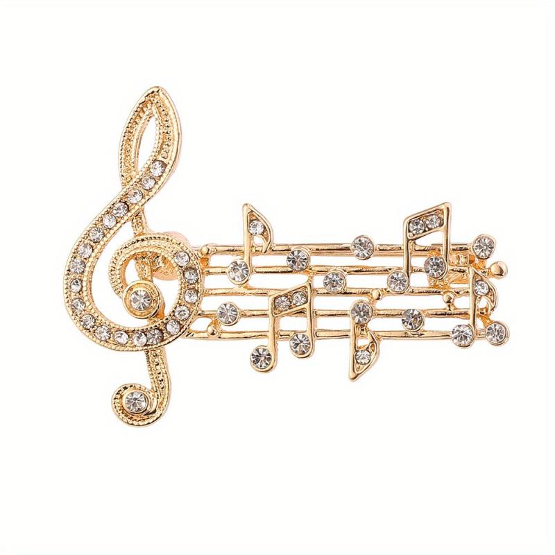Rhinestone Notes Brooch Sweater Pin for Men