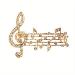 Rhinestone Notes Brooch Sweater Pin for Men