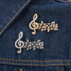 Rhinestone Notes Brooch Sweater Pin for Men