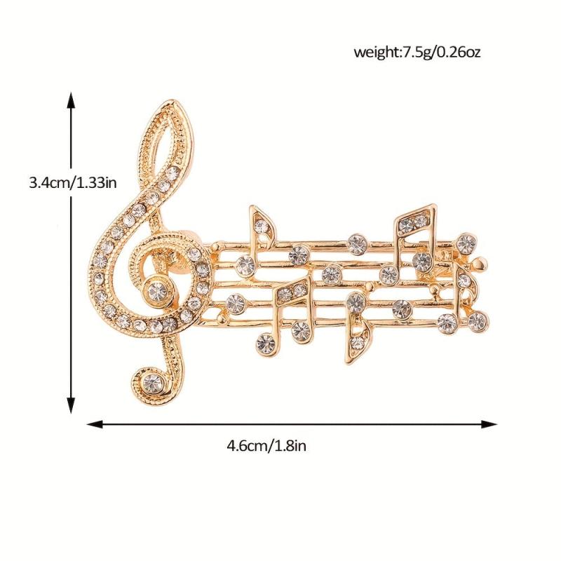 Rhinestone Notes Brooch Sweater Pin for Men