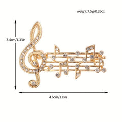 Rhinestone Notes Brooch Sweater Pin for Men