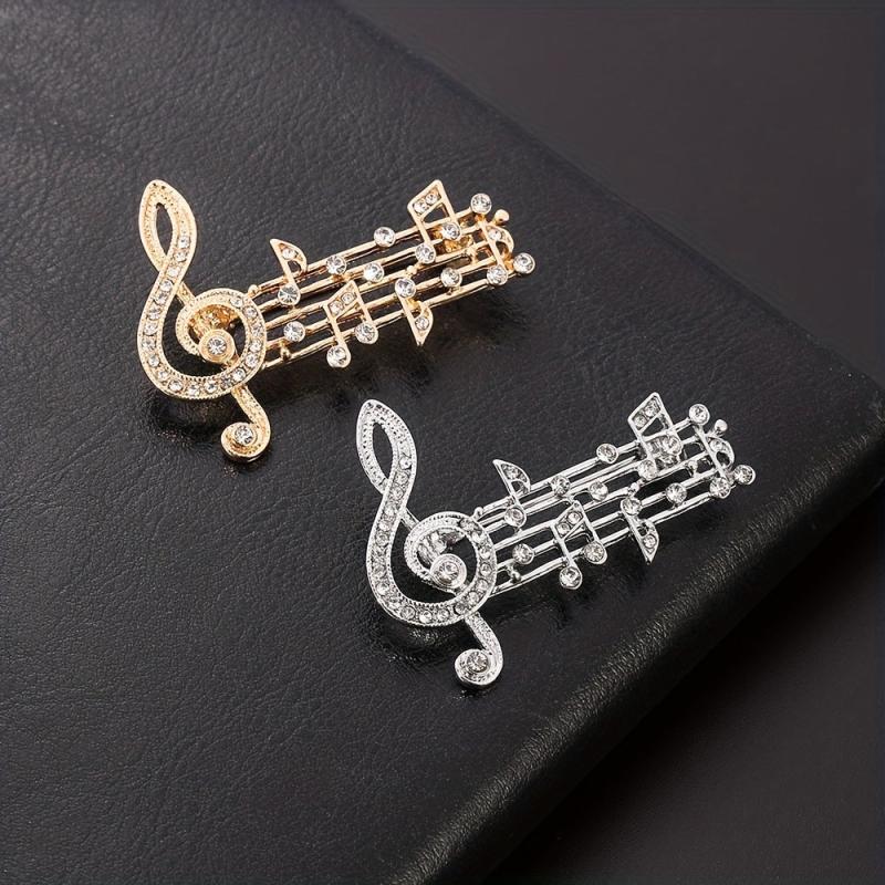 Rhinestone Notes Brooch Sweater Pin for Men