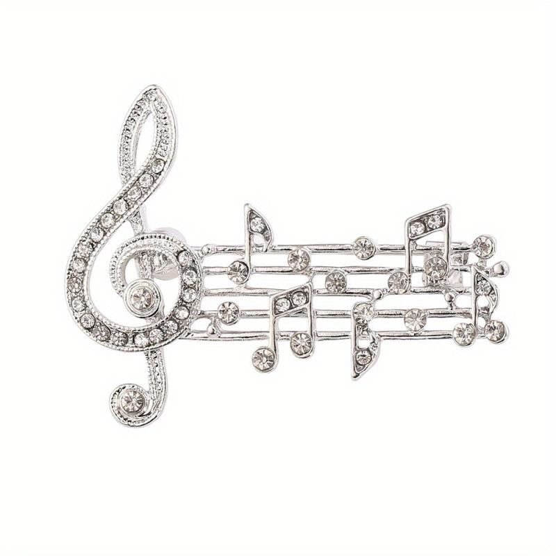 Rhinestone Notes Brooch Sweater Pin for Men