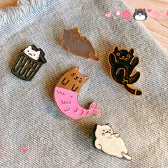 Cat Series Brooches for Denim Bags Hats Shoes Accessories