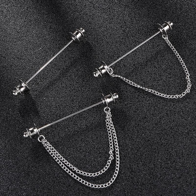 Alloy Chain Tassel Brooch Men's Shirt Suit Collar Pin