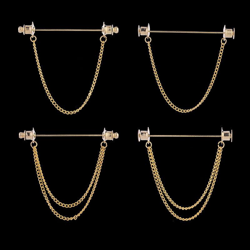 Alloy Chain Tassel Brooch Men's Shirt Suit Collar Pin