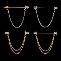 Alloy Chain Tassel Brooch Men's Shirt Suit Collar Pin