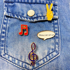 Music Series Brooches for Jeans Baguette Hat Pencil Shoes Makeup