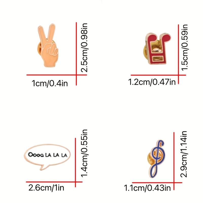 Music Series Brooches for Jeans Baguette Hat Pencil Shoes Makeup