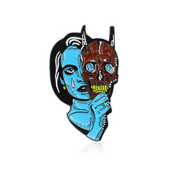 Zombie Face Ghost Kabuki Brooch Pin