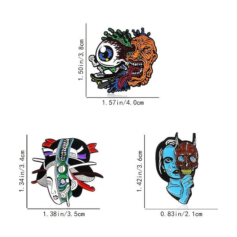 Zombie Face Ghost Kabuki Brooch Pin