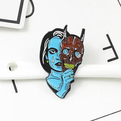 Zombie Face Ghost Kabuki Brooch Pin