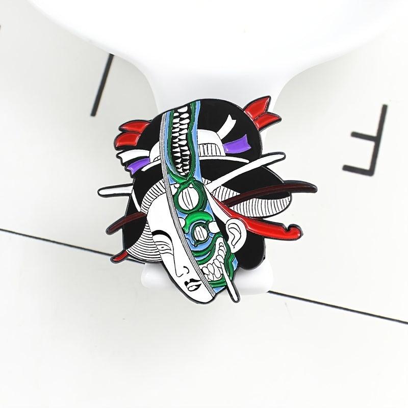 Zombie Face Ghost Kabuki Brooch Pin