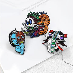 Zombie Face Ghost Kabuki Brooch Pin