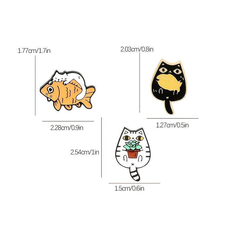 Casual Cat Eating Fish Enamel Pins for Backpacks Anime Cartoon Pins