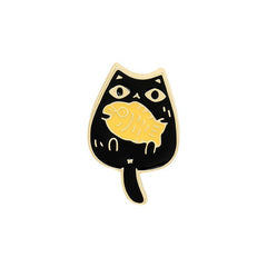 Casual Cat Eating Fish Enamel Pins for Backpacks Anime Cartoon Pins