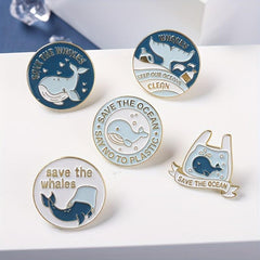 Humpback Whale Tail On The Sea Enamel Pin Badges