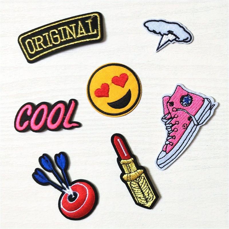 7 Pcs Cartoon Embroidery Patches For Men - Iron/Sew On Backing - Small Size