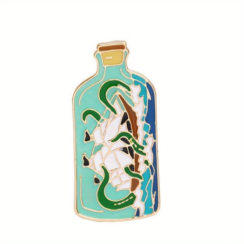 Sea Monster Enamel Lapel Pin in Bottle